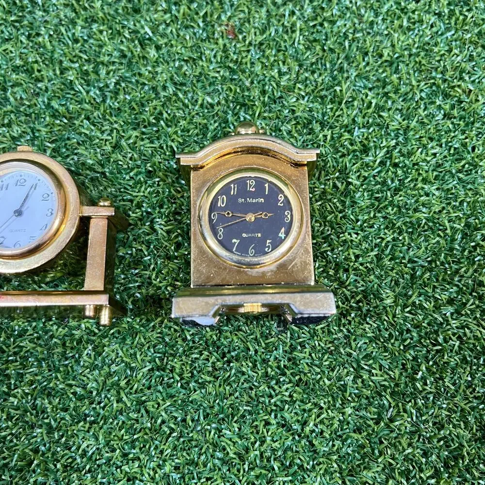 Vintage Lot Brass St. Marin Quartz Miniature Mantel Clocks